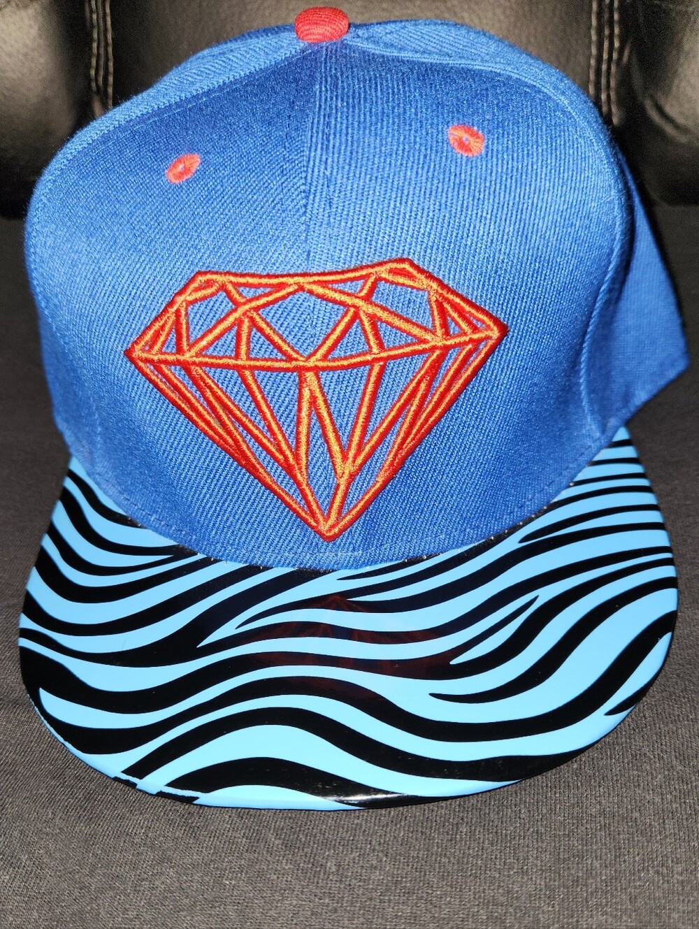 Diamond Supply Co Snapback - Blue Zebra Print Brim - NWOT - Rare Hat